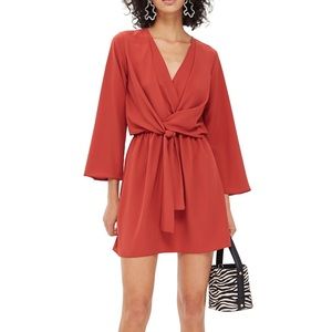 Topshop coral front knot dress
